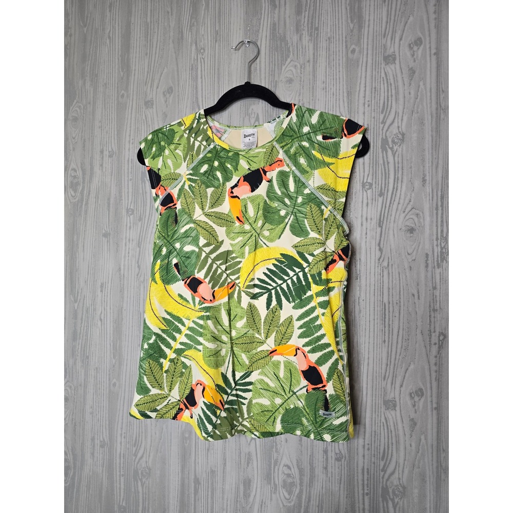 Duluth Trading Co Suit Up Swim Builtin Bra Tropical Toucan RashGuard Swim Size 8